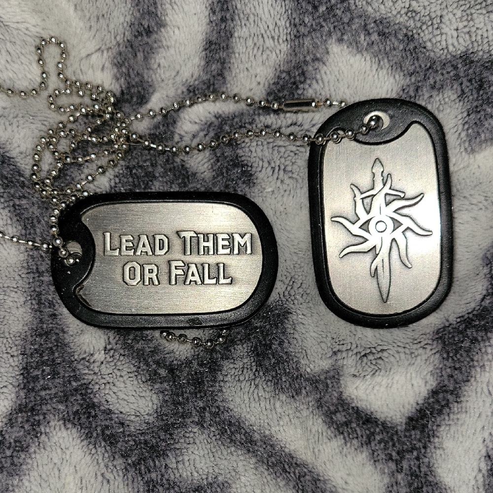 Silver Dog Tag Necklace with Black Edges